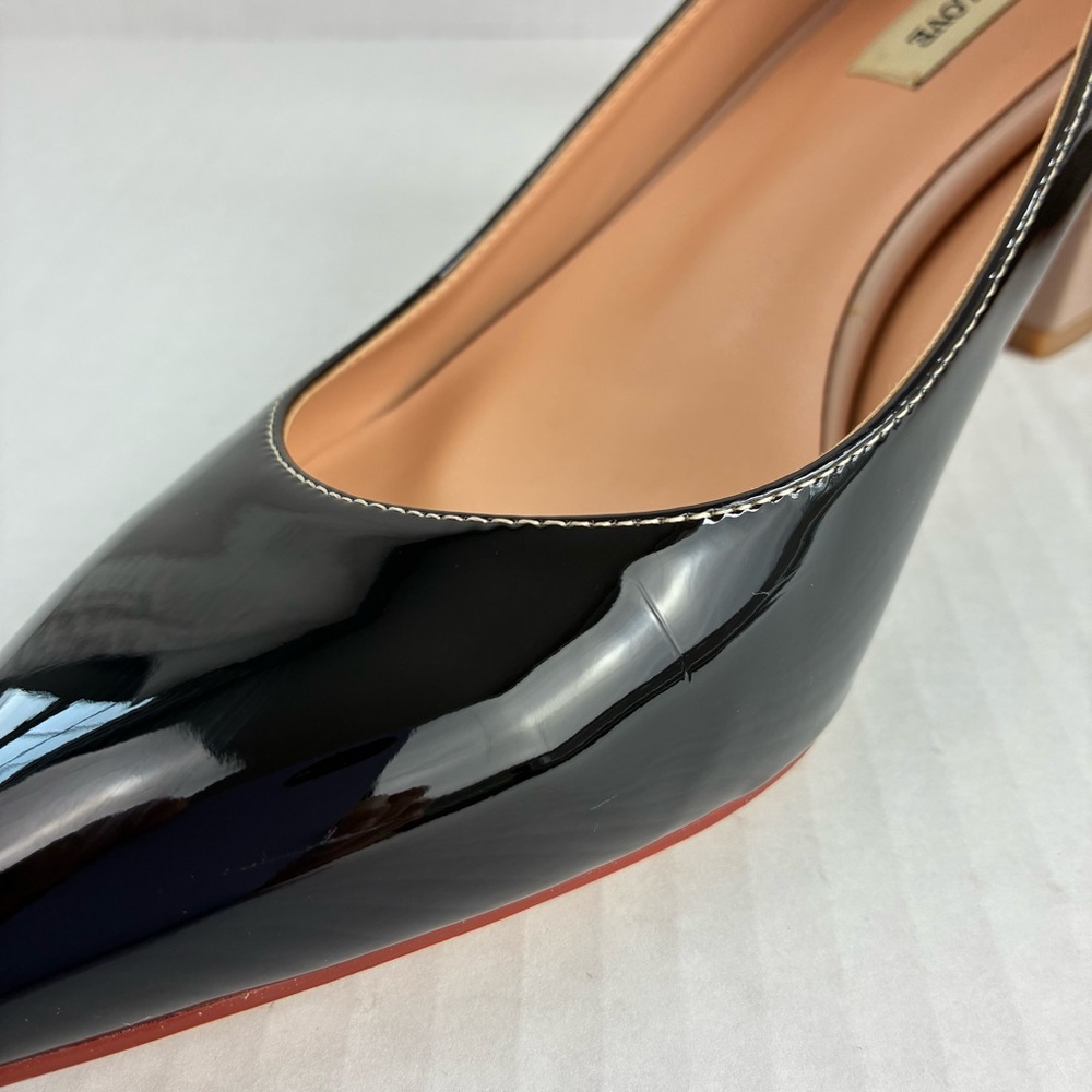 JOY IN LOVE Faux Patent Block Heel Pumps Black Nude Ombré Two Tone - Picture 10 of 10